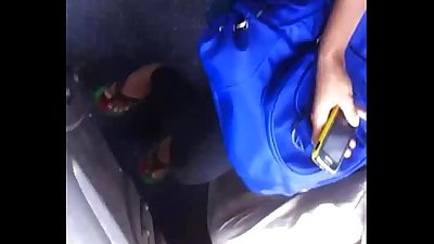 Indian babe bigtits show in a public bus