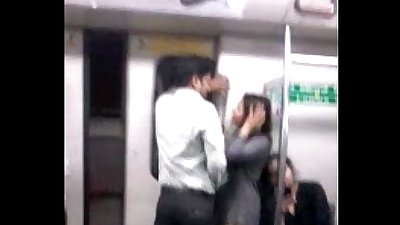 Desperate lovers in delhi metro kiss n boob press wid audio - fuckmyindiangf.com