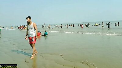 Desi bhabhi and her sister hot threesome sex with tourist boy at sea beach